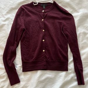 J Crew 100% Merino Wool Cardigan Burgundy in S
